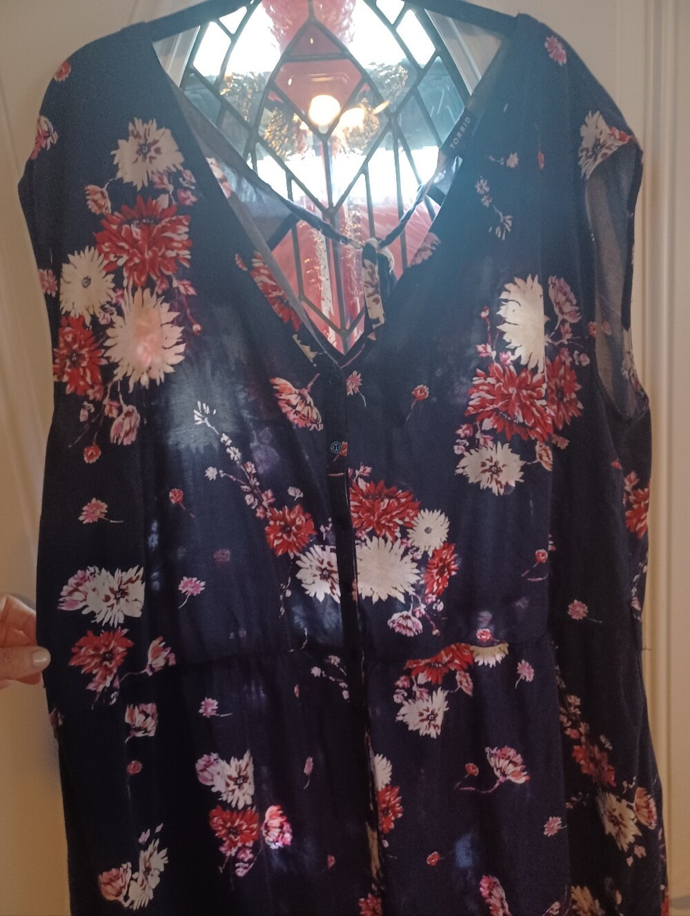 Torrid Navy Floral V-Neck Romper